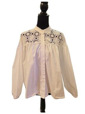 Dixie Button Up Blouse With Embroidered Detail, Boho
